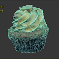 Delicious Cupcake With Red Cake Base Blue Liner White Frosting And Orange Drizzle