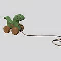 Green Wooden Dinosaur Toy with Rolling Wheels and Pull String for Kids