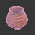 Hand Carved Orange Red Ceramic Sculpture Vase With Textured Surface And Base