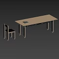 Modern Dining Chair With Wooden Seat Metal Frame And Modular Design Alongside Table