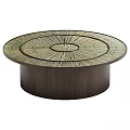 Round Dining Table With Decorative Patterned Surface And Sturdy Wooden Base 3d model