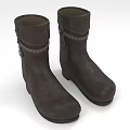 Brown Mid Calf Leather Boots With Strap Details Simple Stylish Design For Casual Wear