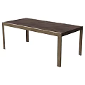 Simple Modern Rectangular Dining Table With Dark Wood Top And Metal Legs Design 3d model