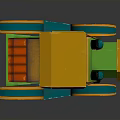 Vintage Colorful Toy Car with Orange Roof Green Body Red Seats and Blue Headlights