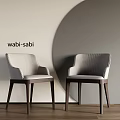 Wabi Sabi Dining Chairs With Light Gray Upholstery And Wooden Legs By Circular Decor On Minimalist Wall