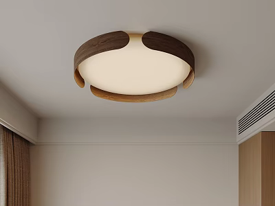 Modern Wooden Ceiling Light In Minimalist Room 3d model