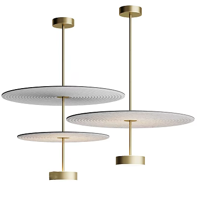 Modern Circular Pendant Lights With Gold Metal Frame And White Shade For Interior Design 3d model