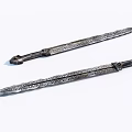 Ancient Swords With Intricate Carvings On Metallic Blades And Decorative Handles