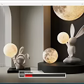 Rabbit Shaped Moon Light Floor Lamp Modern Decorative Home Lighting Design 3d model