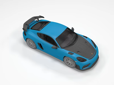 Blue Sports Car With Black Roof Rear Spoiler And Sporty Exterior Design 3d model