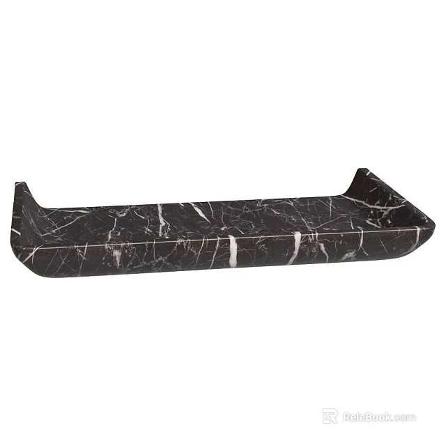Elegant Black Marble Washbasin Tray with Natural Veins for Bathroom Interior 3d model 