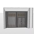 Modern Double Door Entrance Design With Vertical Stripes And Dark Frame