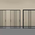 Modern Interior Sliding Doors With Black Frames And Transparent Glass 3d model