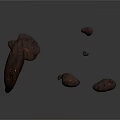 Red Speckled Stone Pieces In Various Sizes Floating On Gray Background 3d model