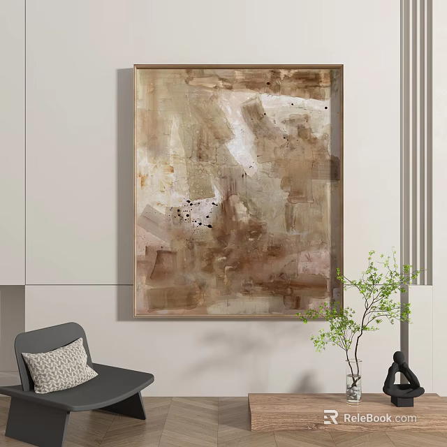 Abstract Painting With Textured Neutral Tones For Modern Interior Decor 3d model