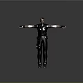 Tactical Gear Equipped Character Standing With Arms Outstretched Full Body Pose Against Gray Background