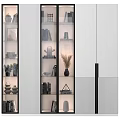 Modern Decorative Display Cabinet With Glass Doors And Stylish Decor Items