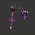 Purple Glowing Weapon With Chain Crystal And Decorative Handle Design