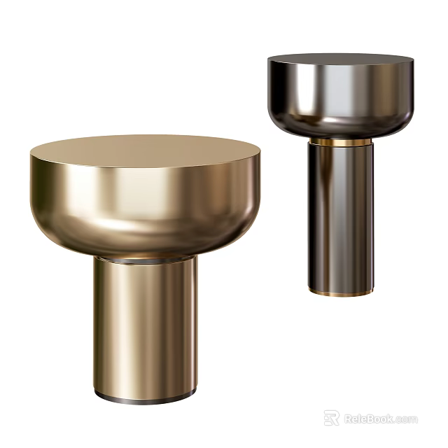 Modern Gold And Silver Metal Round Side Tables With Sleek Design 3d model 