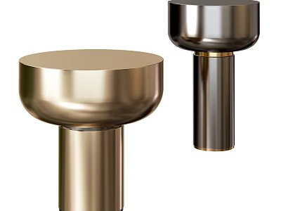 Modern Gold And Silver Metal Round Side Tables With Sleek Design 3d model