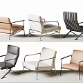 Modern Leisure Chairs With Sleek Metal Frames And Multiple Color Options 3d model