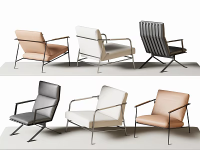 Modern Leisure Chairs With Sleek Metal Frames And Multiple Color Options 3d model
