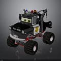 Cartoon Police Monster Truck With Flashing Lights Large Wheels And Logo