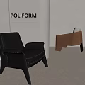 Modern Poliform Leisure Chair In Black Leather With Brown Accent Chair Interior Design