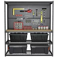 Organized Hardware Tools Storage Rack With Hanging Tools Toolboxes And Containers