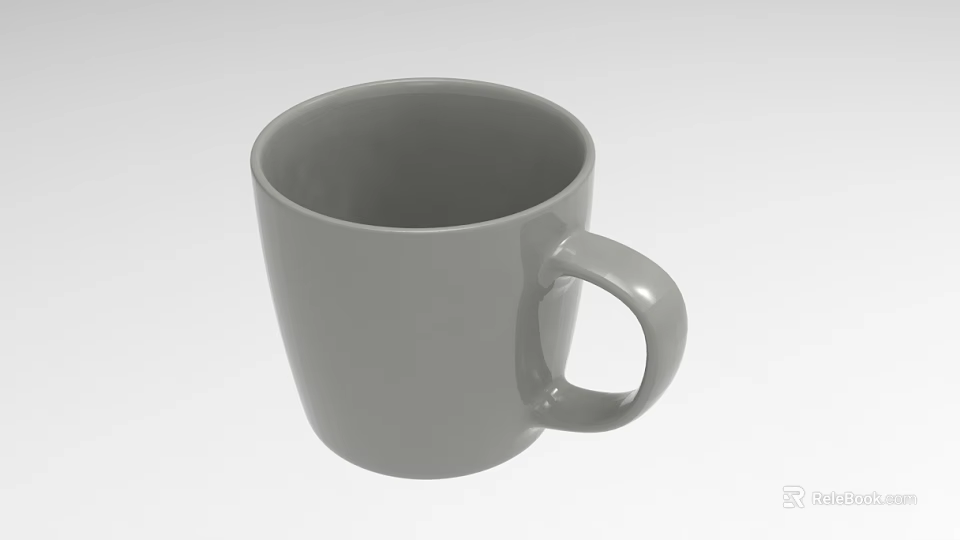 Single Gray Ceramic Mug With Handle On Simple Gray Gradient Background 3d model