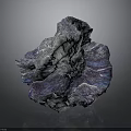 Wood Stone Decorative Piece With Blue Purple Shimmer And Textured Surface