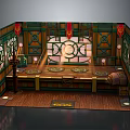 Traditional Chinese Interior Design With Wooden Decor Carved Windows Red Lanterns And Low Table