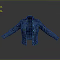 Open Front Denim Jacket With Dark Inner Layer On Minimalist Gray Background 3d model