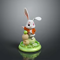 Cute Decorative Furniture Piece With Rabbit Figurine Green Base And Gourd Ornaments