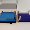 Boxing Ring Sports Equipment With Blue Purple Mats And Colorful Ropes