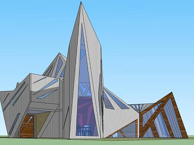 Modern Detached Villa With Geometric Architecture Large Glass Windows And Wooden Accents 3d model