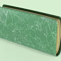 Green Wallet With Cracked Texture Round Decorative Clasp Open State Light Colored Lining 3d model