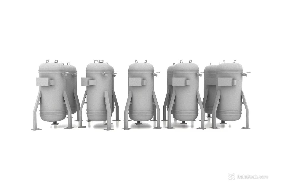 Modern Gray Decorative Ornament Set With Five Stands For Home Decoration 3d model 