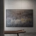 Modern Abstract Forest Painting With Colored Trees On Concrete Wall