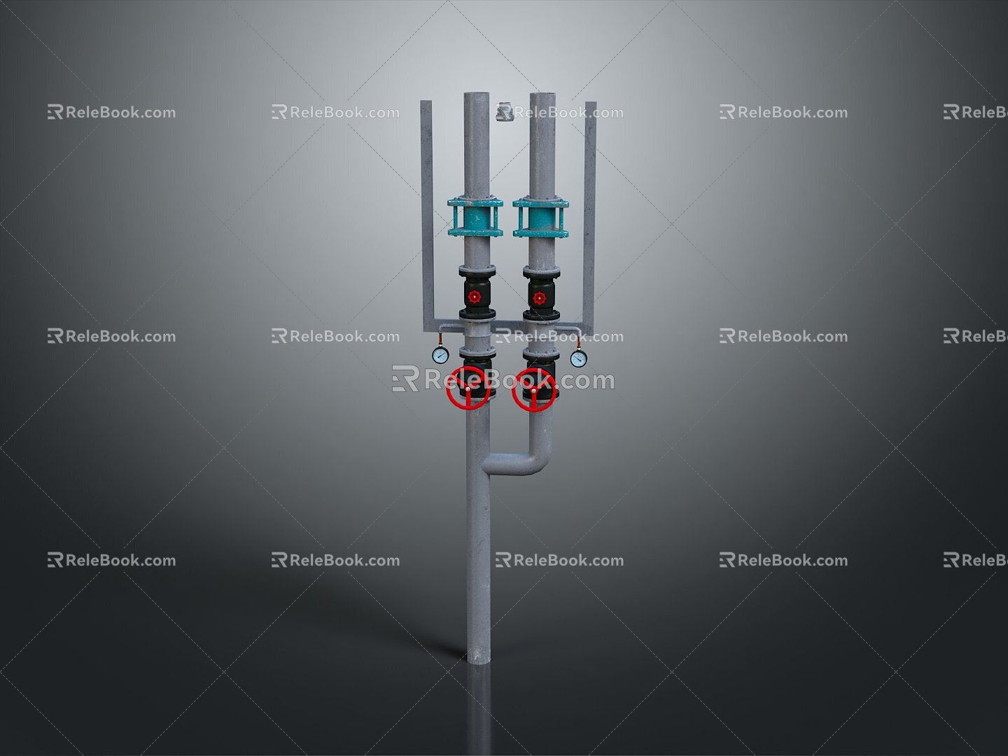 modern pipe water pipe valve iron pipe 3d model