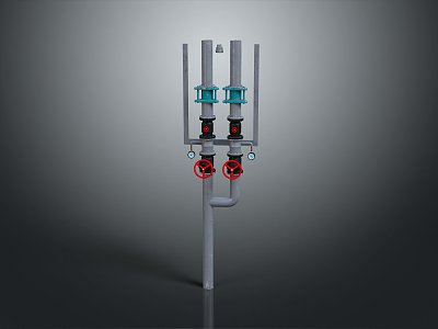 modern pipe water pipe valve iron pipe 3d model