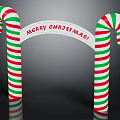 Christmas Candy Cane Arch With Red Green Stripes And Merry Christmas Sign