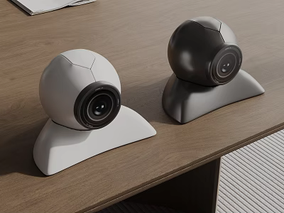 Modern Public Facility Office Desktop With Two Webcams For Communication 3d model