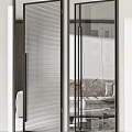 Modern Interior Featuring Glass Hinged Doors With Black Frames And Various Patterns 3d model
