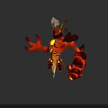 Flame Elemental Character And Creature With Burning Limbs Horned Head And Glowing Core