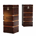 Vintage Leather Chest of Drawers with Metal Accents and Multiple Storage Drawers