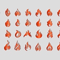 Flame pattern icon wall decoration pendant red burning flame decoration icon 3d model