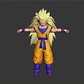 Dragon Ball Game Movie Character Goku Super Saiyan 3 With Golden Long Hair Yellow Outfit Blue Belt 3d model
