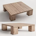 Modern Wooden Coffee Table With Simple Square Design And Sturdy Natural Wood Legs