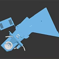 Sturdy Blue Mechanical Equipment With Platform Stand Rotating Parts And White Circular Base